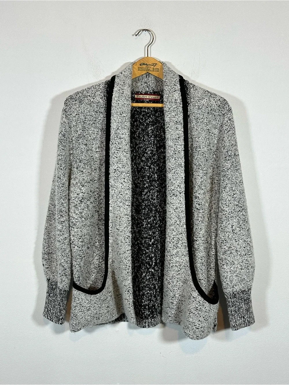 Tudor Court Duster Cardigan Jacket Slouchy Shacket OS Black Gray Cozy Comfy Fall